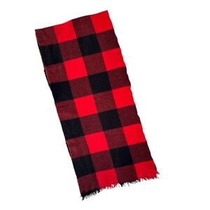 Phenix Classic Tartan 100% Lambswool Scarf Buffalo Plaid Red Black Cozy Winter